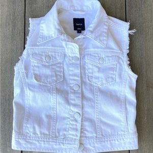Gap Kids Jean Vest White With Collar